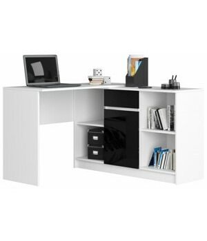 Avord Rohový psací stůl B-17 - sada komoda a stůl - bílý/černý