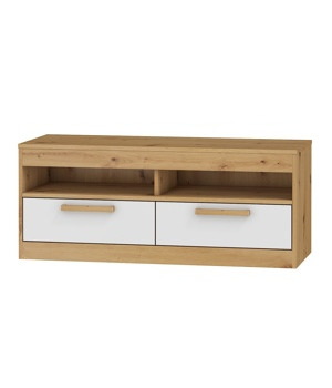 TV stolek 2S MAXIM 34, dub artisan/bílý lesk